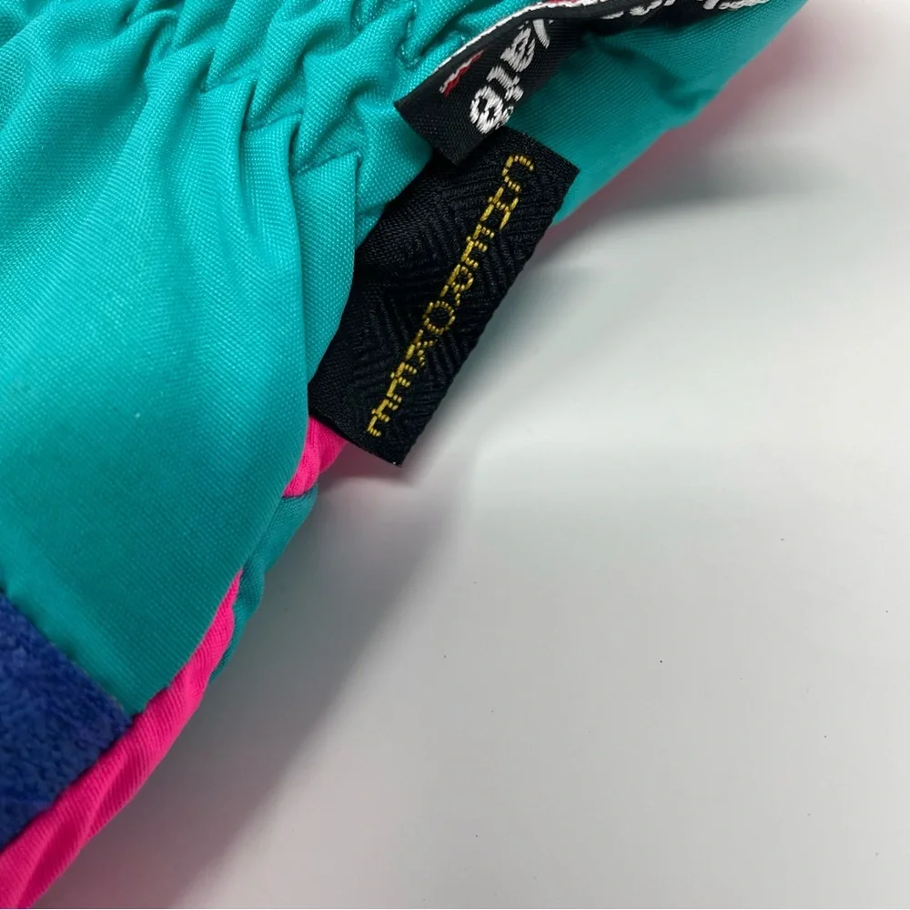 Vtg Thinsulate Cherokee Girl's Ski Gloves Snow Retro Neon Blue Pink Green Sz 7